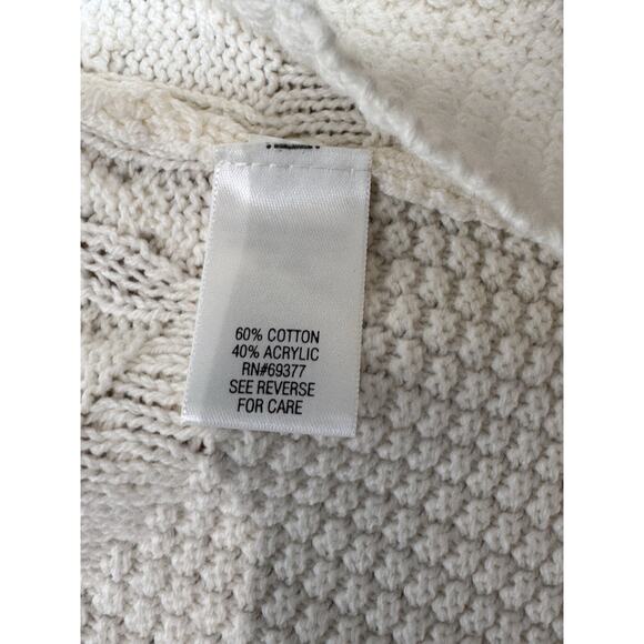 Croft & Barrow Ivory Cable Knit Open Front Cardigan Sweater Long Sleeve Size M - Picture 7 of 8